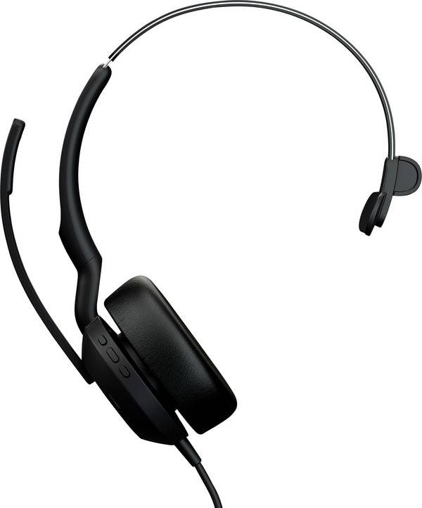 Jabra JABRA Evolve2 50 MS monaural USB-C  Micro-casque supra-auriculaire filaire Mono noir Noise Cancelling micro-casque ordinateur