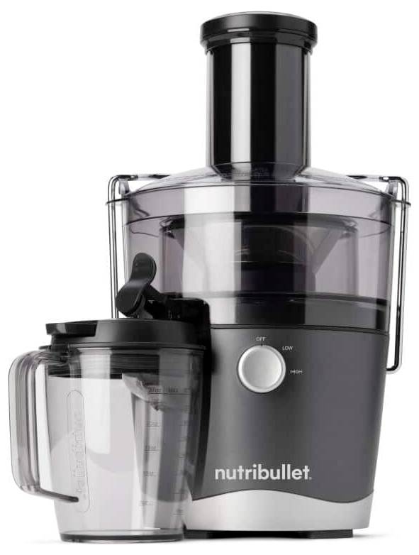 Nutribullet centrifugeuse avec un récipient amovible ; doté d'un cadran unique pour les réglages de puissance.