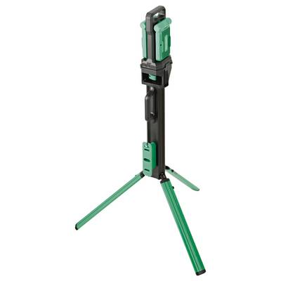 Un support trépied réglable noir et vert avec des jambes télescopiques, conçu pour tenir des équipements ou des appareils.