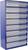 'Armoire de rangement bleu foncé haute avec dix tiroirs coulissants transparents, empilés verticalement.'