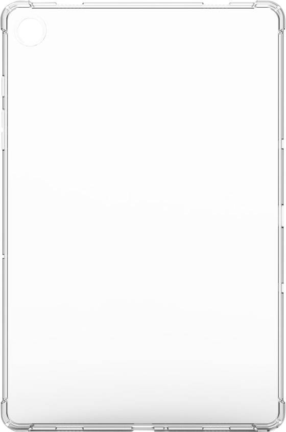 Un étui de tablette clair et minimaliste mettant en avant son design épuré et ses découpes précises pour l'accès aux boutons et à la caméra, posé sur un fond uni.