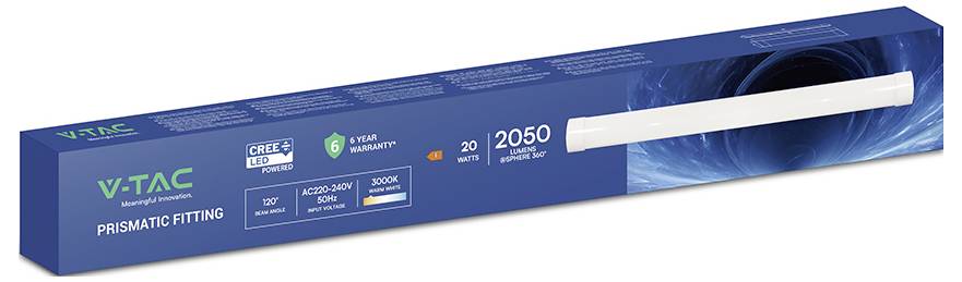 Tube lumineux LED V-TAC Fitting Prismatique, 20 watts, 2050 lumens, garantie 5 ans, avec un design futuriste bleu