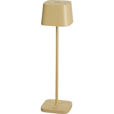 Un lampadaire minimaliste de couleur beige, doté d'une base cylindrique et d'un abat-jour effilé, conçu pour la décoration intérieure moderne.