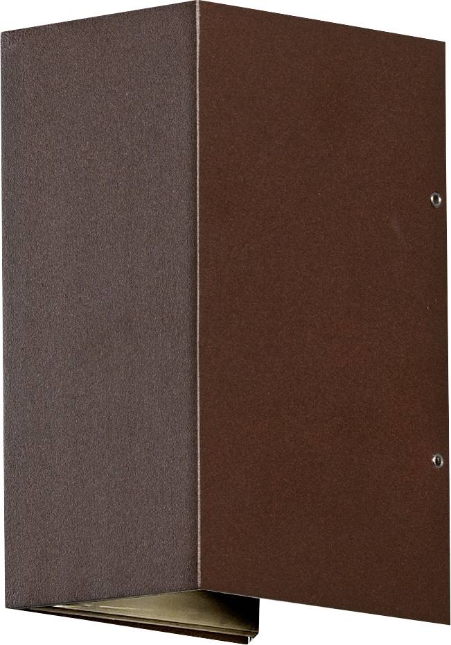 Une couverture rectangulaire marron avec des textures visibles, probablement un livre ou un dossier, debout contre un fond uni.
