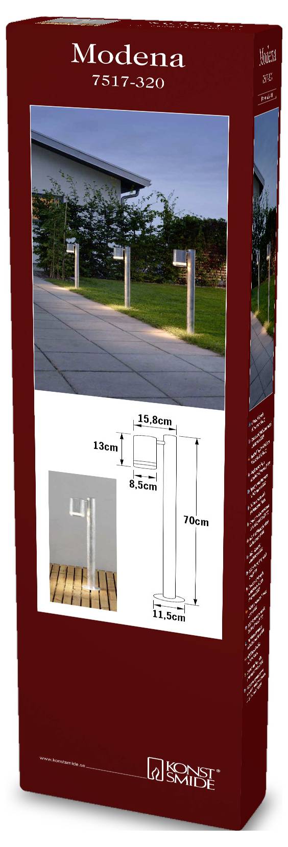 Lampadaire extérieur Konstsmide 7517-320 Modena GU10 35 W Galvanisé-1