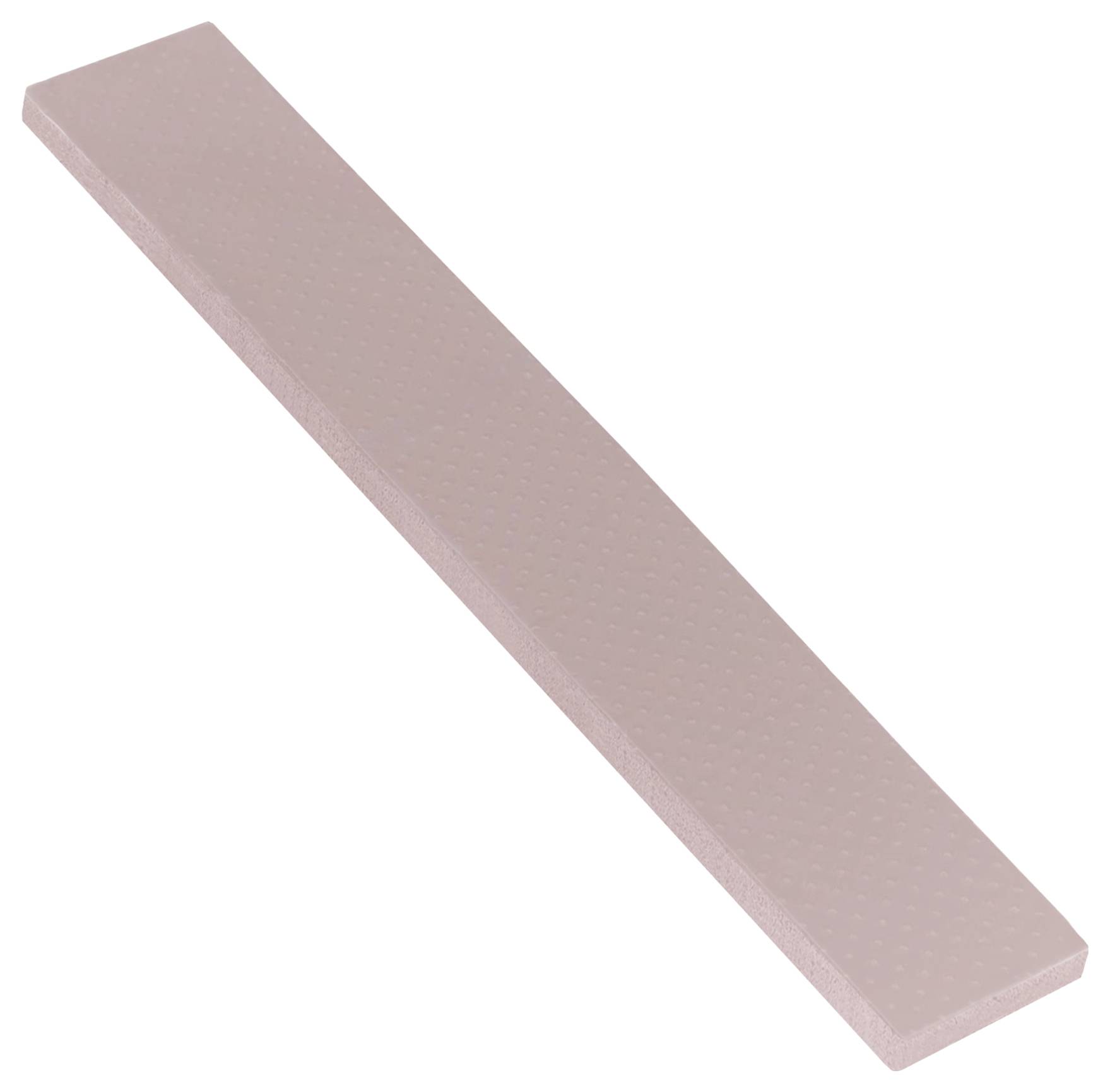 Une pierre à aiguiser rectangulaire de couleur rose pâle.