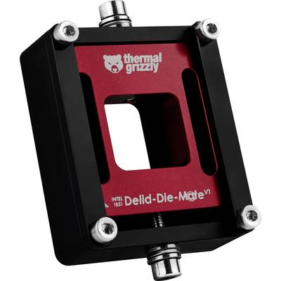 L'image montre un 'Thermal Grizzly Delid-Die-Mate V1', un outil utilisé pour retirer en toute sécurité le dissipateur thermique intégré des processeurs Intel.