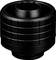 Un outil cylindrique noir avec un motif en grille sur sa surface, probablement une douille ou un adaptateur, vu sous un angle.