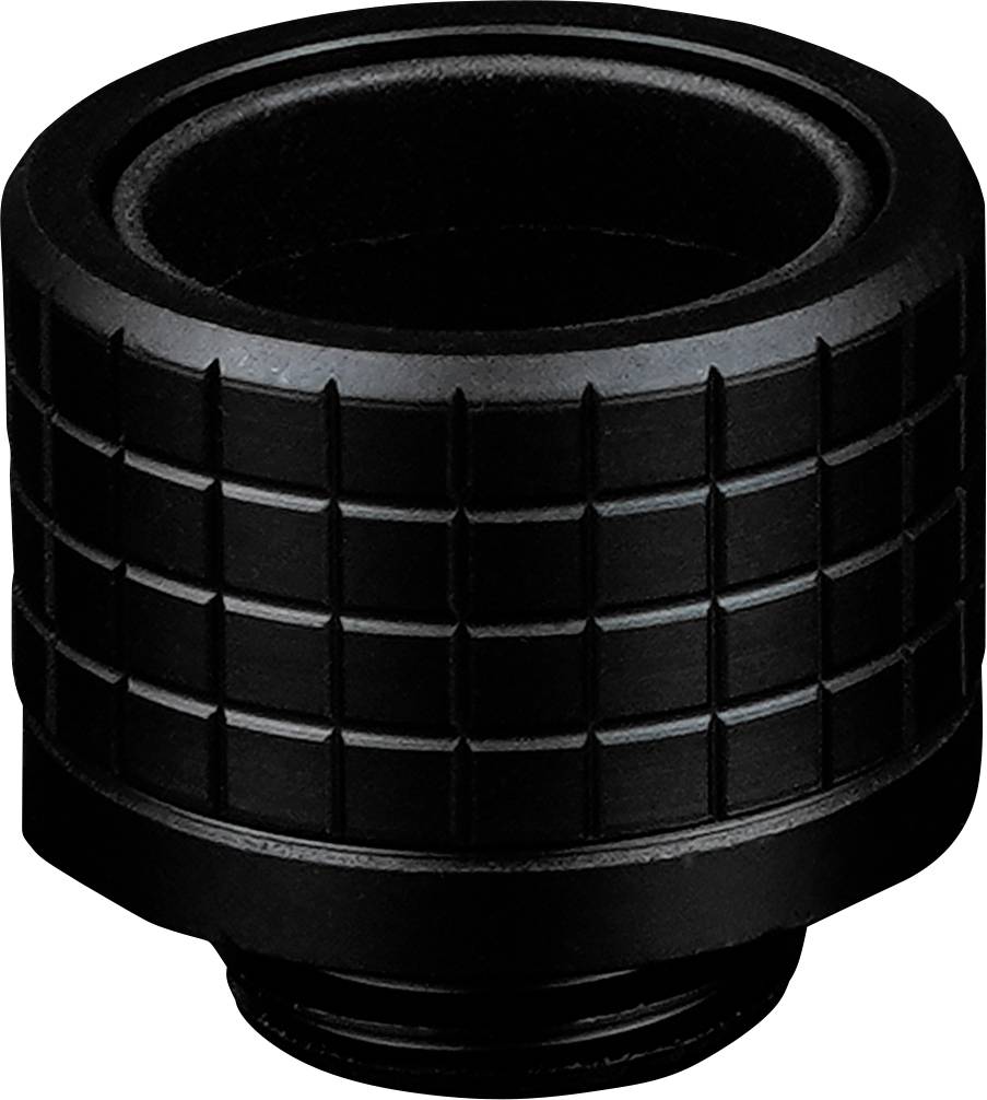 Une poignée cylindrique noire avec une texture quadrillée utilisée pour améliorer la prise en main sur des appareils électroniques ou mécaniques.