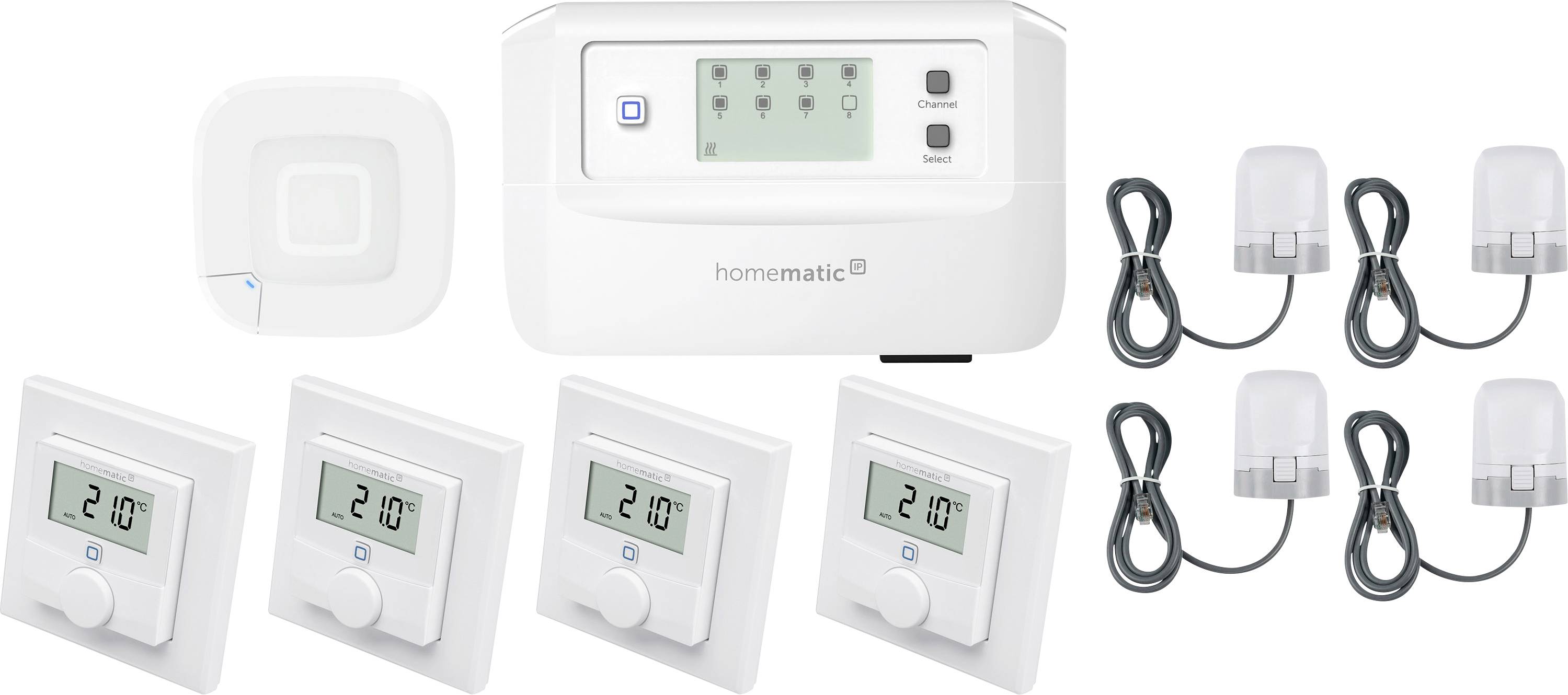 Homematic IP Kit de démarrage chauffage a usol HmIP-HAP2+HmIP-FALMOT-C8+HmIP-WTH-1+HmIP-VDMOT-0