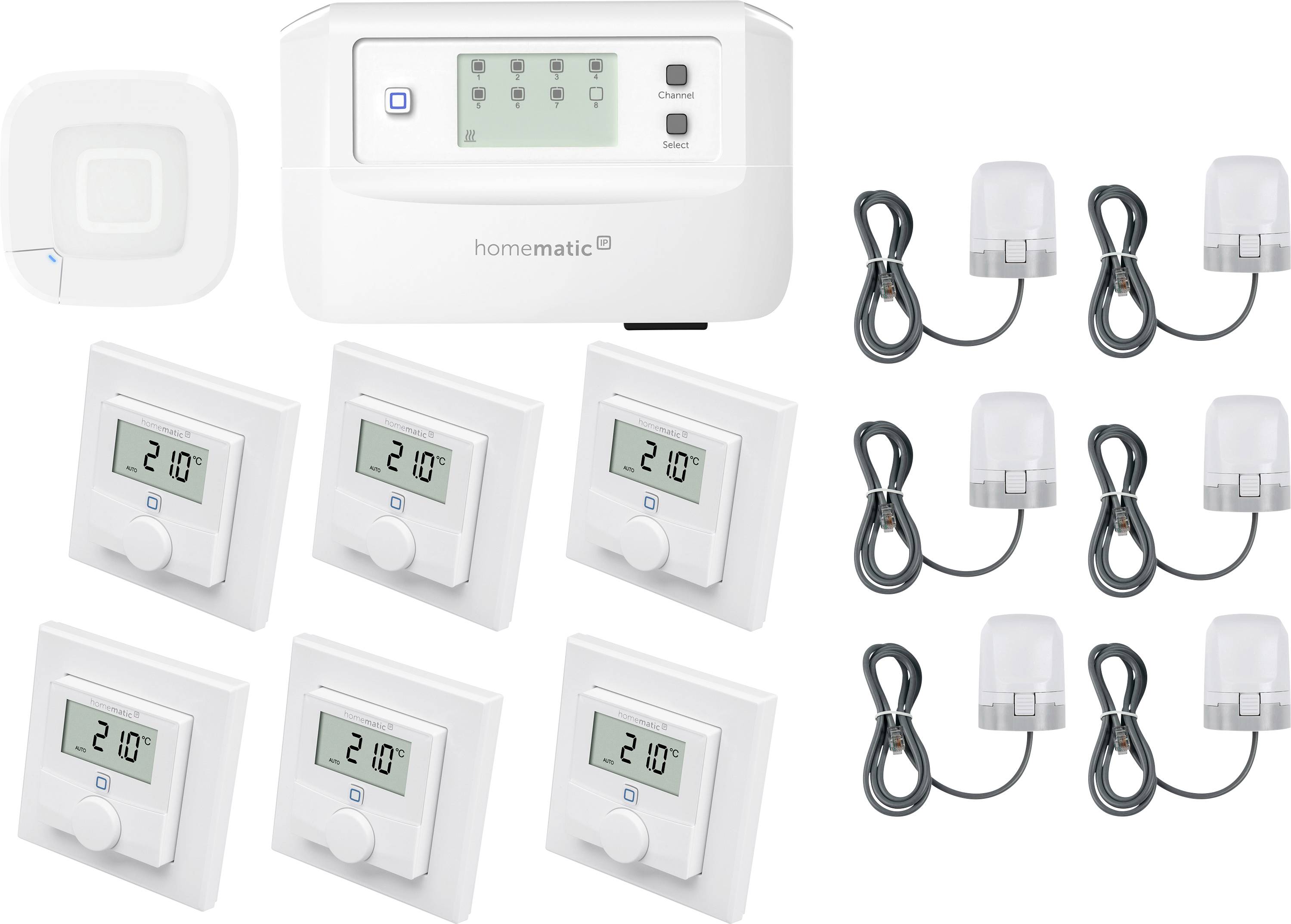 Homematic IP Kit de démarrage chauffage a usol HmIP-HAP2+HmIP-FALMOT-C8+HmIP-WTH-1+HmIP-VDMOT-0