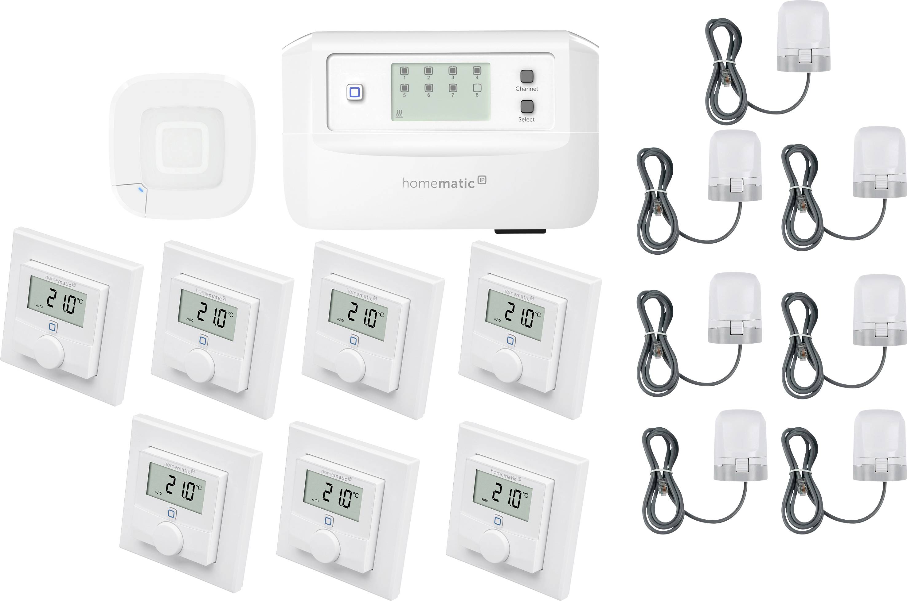 Homematic IP Kit de démarrage chauffage a usol HmIP-HAP2+HmIP-FALMOT-C8+HmIP-WTH-1+HmIP-VDMOT-0