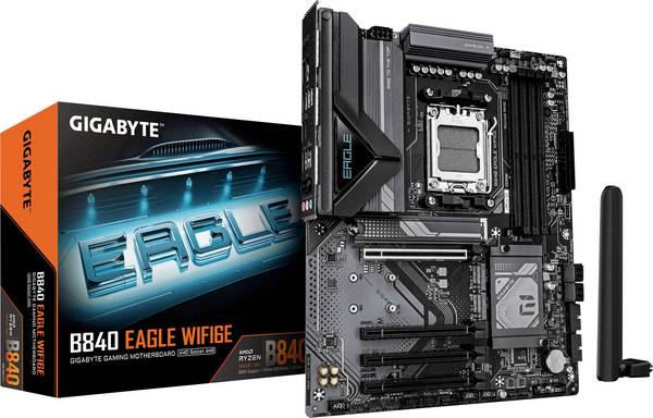 Gigabyte B840 EAGLE WF6E Carte mère Socket (PC) AMD® AM5 Facteur de forme (détails) ATX Chipset de la carte mère AMD® B840