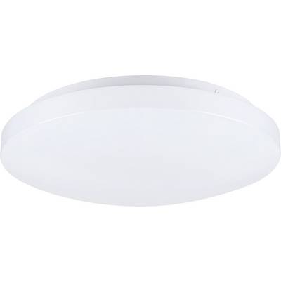 Un luminaire de plafond rond et blanc au design minimaliste, adapté aux intérieurs modernes.