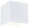 Un luminaire mural blanc en forme de cube, au design moderne et minimaliste, diffusant la lumière depuis sa partie inférieure.