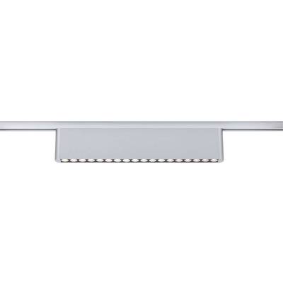 Un luminaire de plafond rectangulaire avec un alignement d'ampoules LED visibles le long du bord inférieur. Le luminaire est moderne et minimaliste.