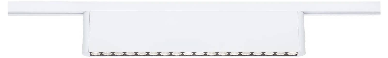 Un luminaire rectangulaire blanc avec une rangée de petites ampoules circulaires sur le bord inférieur, fixé au plafond.