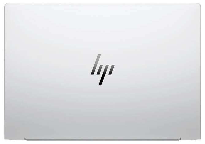 Un couvercle d'ordinateur portable argenté avec un logo stylisé au centre.