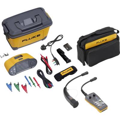 Kit de testeur électrique multifonction Fluke comprenant un testeur, des sondes, des pinces, un étui de transport et des accessoires, conçu pour un usage professionnel.