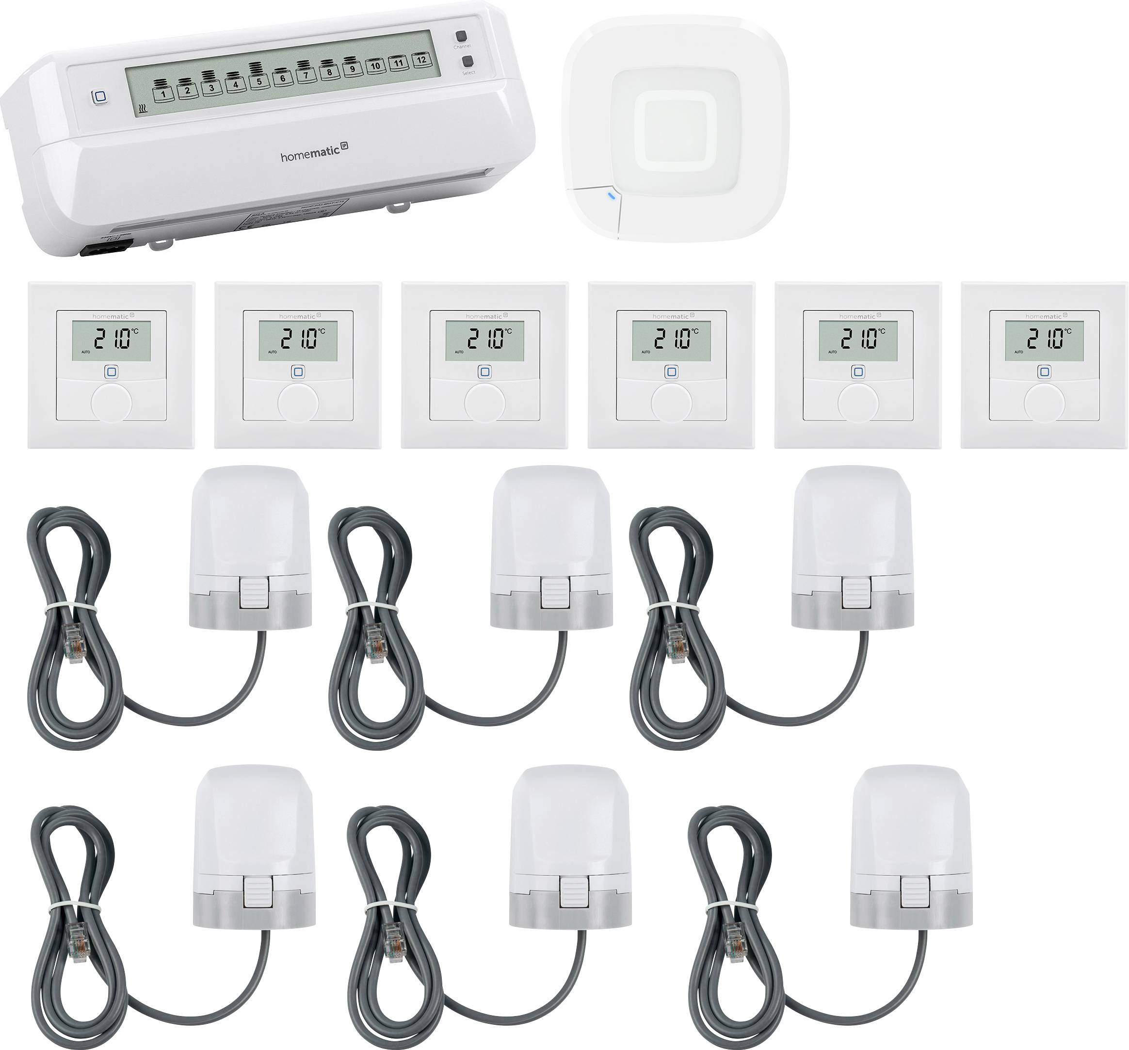 Homematic IP Kit de démarrage chauffage a usol, Point d'accès, Actionneur, Thermostat mural HmIP-HAP2+HmIP-WTH-1+HmIP-VD-0