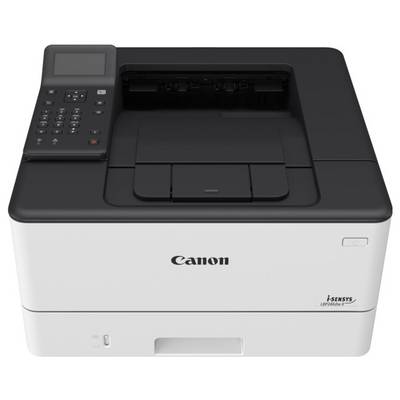 Imprimante laser Canon i-SENSYS LBP253x, noir et blanc, vue de face, avec un panneau de commande en haut à gauche.