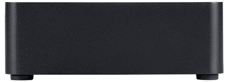 Un appareil électronique rectangulaire noir au design épuré et minimaliste, aux coins arrondis, posé sur une surface plane.