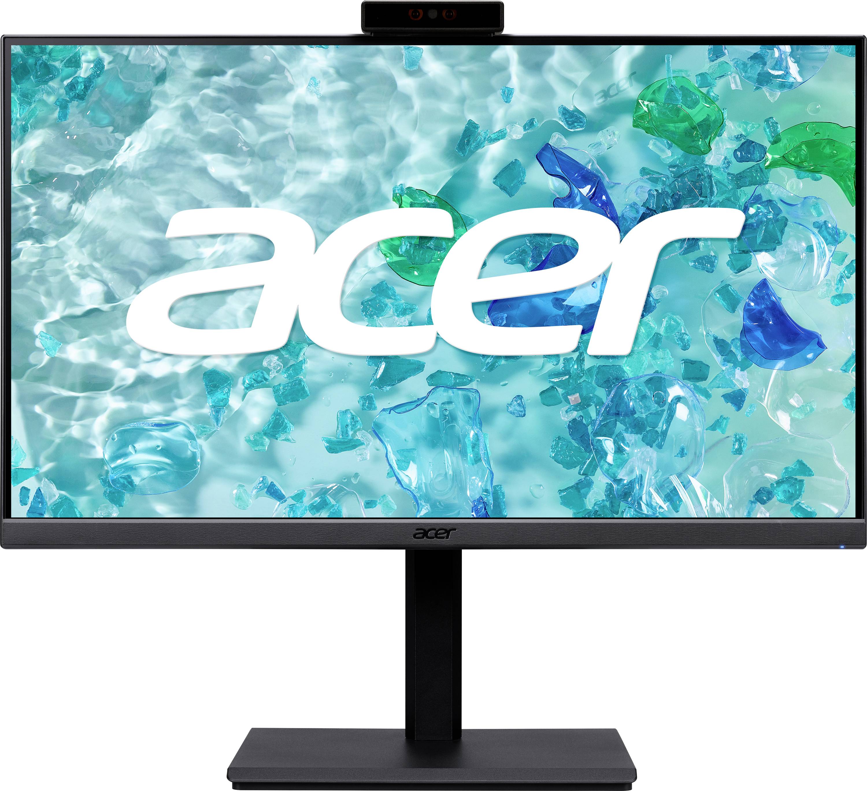 Moniteur Acer affichant une scène sous-marine vibrante avec le logo blanc « Acer » bien en évidence au centre, sur un fond aux tons bleus et verts.