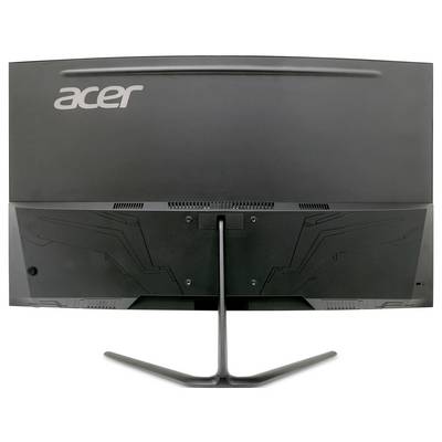 Un écran d'ordinateur avec un support élégant et le logo 'Acer' au dos, présentant un design moderne.