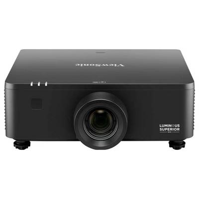 Un projecteur noir avec un objectif au centre. Le dessus porte le logo 'ViewSonic' et le coin inférieur droit indique 'Luminous Superior.'