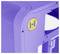 Gros plan d'un boîtier d'ordinateur violet avec un logo circulaire jaune présentant la lettre « H ». Le design comprend des panneaux perforés.