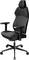 Une chaise de bureau ergonomique élégante en noir, montée sur roulettes, avec des accoudoirs réglables et un siège et un dossier texturés.