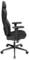 Chaise de bureau noire ergonomique avec accoudoirs réglables, dossier haut et base à roulettes, vue de côté.