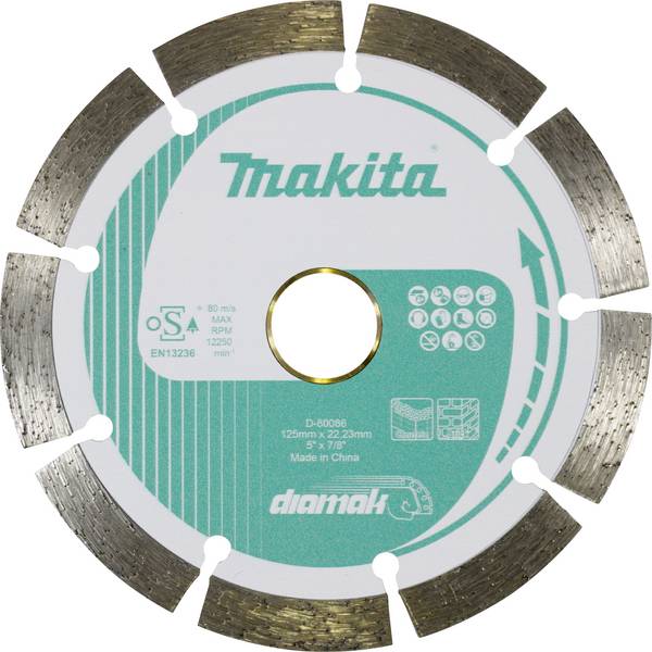 Makita D-80086 D-80086 Disque à tronçonner diamanté Diamètre 125 mm Ø de perçage 22.23 mm Béton, Tuile, Brique silico-calcaire 1 pc(s)