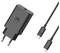 Un adaptateur d'alimentation noir avec des connecteurs USB-C à chaque extrémité du câble, conçu pour charger des appareils électroniques.