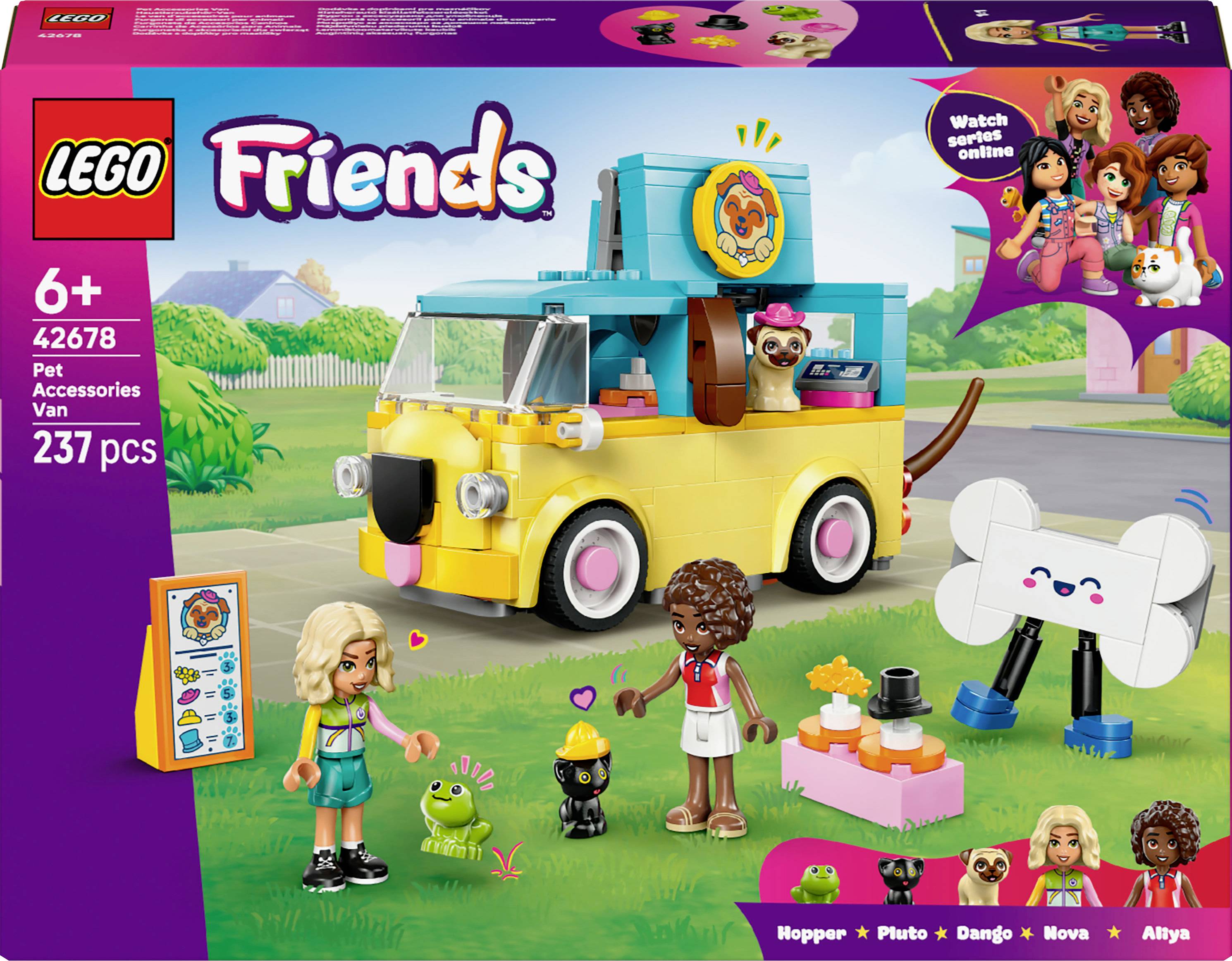 Ensemble de fourgonnette d'accessoires pour animaux de compagnie LEGO Friends pour enfants de 6 ans et plus, comprenant une fourgonnette, un chien, des personnages et des accessoires, 237 pièces. Comprend une promotion sur le site web.