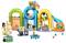 Ensemble LEGO 'Aire de Jeux' avec une arcade colorée, un toboggan, un espace de balles, et des figurines profitant de jeux et d'activités dans un environnement dynamique.