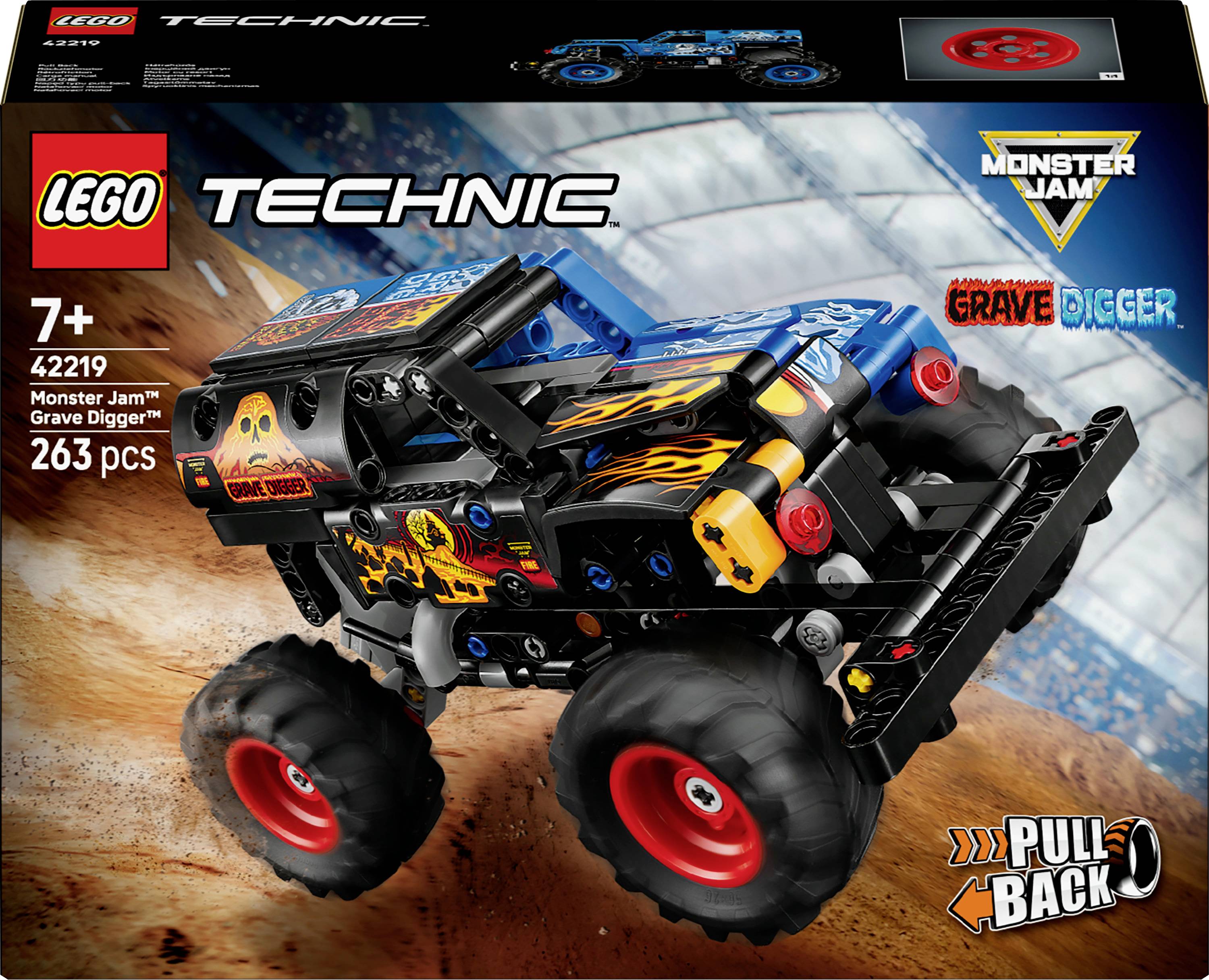 Ensemble LEGO Technic Monster Jam Grave Digger, comprenant un camion à rétrofriction avec des graphismes audacieux, pour les enfants de 7 ans et plus, 263 pièces.