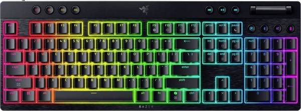 RAZER BlackWidow V4 Low-profile HyperSpeed, Schweiz filaire, sans fil Clavier de gaming suisse, Qwertz noir câble amovible, avec clavier numérique, éclairage RGB, rechargeable, Easy Switch 3 appareils