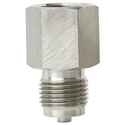 Un raccord de tuyauterie hexagonal métallique à extrémités filetées, conçu pour connecter des tuyaux ou des tubes dans les systèmes de plomberie ou industriels.