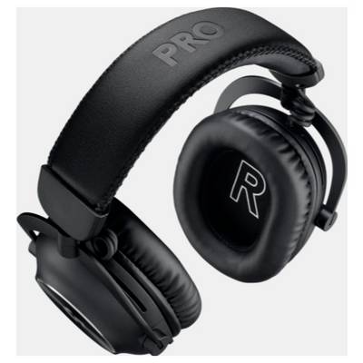 Casque noir circum-aural avec coussinets rembourrés et étiquette 'PRO' sur le bandeau. Le casque droit est marqué du 'R'.