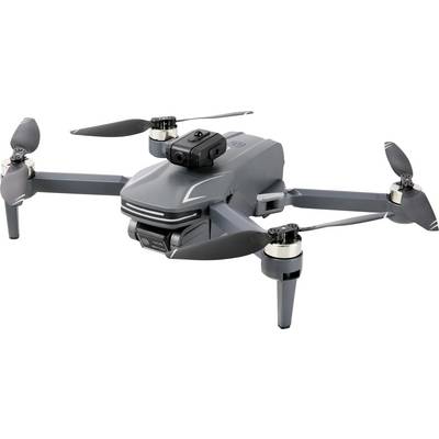 Un drone compact, gris, équipé de quatre hélices allongées et d'une caméra embarquée, conçu pour la photographie aérienne et l'utilisation à distance.