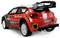 Une miniature détaillée d'une voiture de course rouge arborant un logo 'Abu Dhabi' sur le flanc. Elle est conçue pour ressembler de très près à une voiture de rallye.