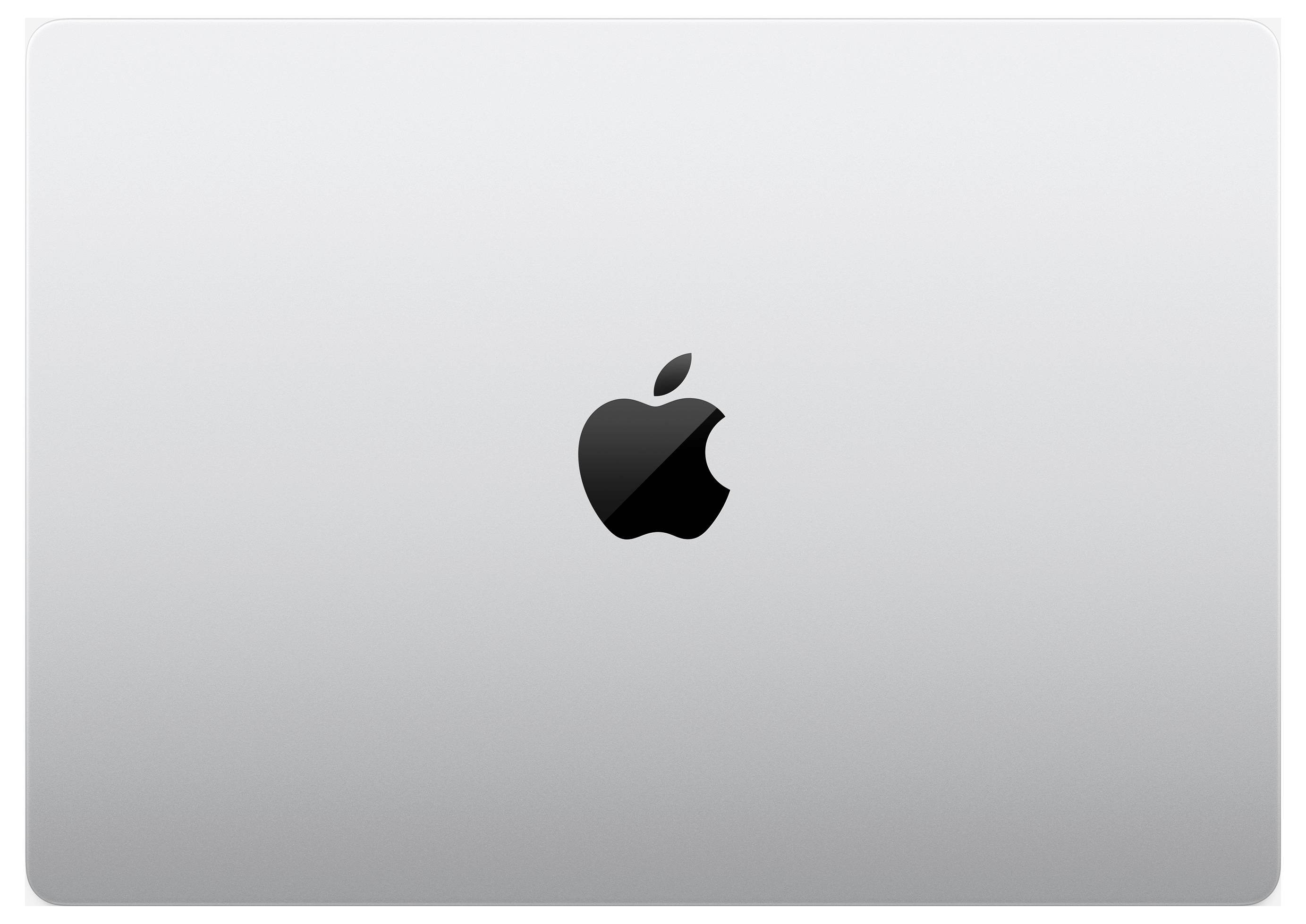Un boîtier d'ordinateur portable argenté avec le logo Apple noir au centre.