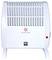 Un radiateur électrique blanc avec des fentes de ventilation sur la moitié supérieure et le texte « NE PAS COUVRIR » en rouge sous un symbole d'interdiction de couvrir.