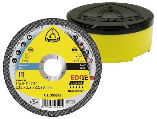 Klingspor EDGE Special 355379 Disque à tronçonner 125 mm 25 pc(s) acier inoxydable, acier, aluminium