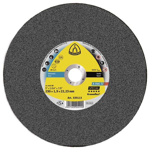 Klingspor A 946 TZ Special 339113 Disque à tronçonner 230 mm 25 pc(s) acier, acier inoxydable