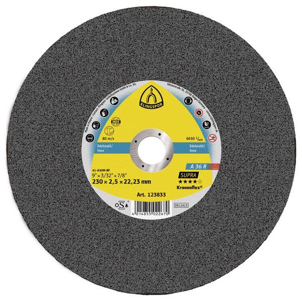 Klingspor A 36 R Supra 123833 Disque à tronçonner 230 mm 25 pc(s) acier inoxydable