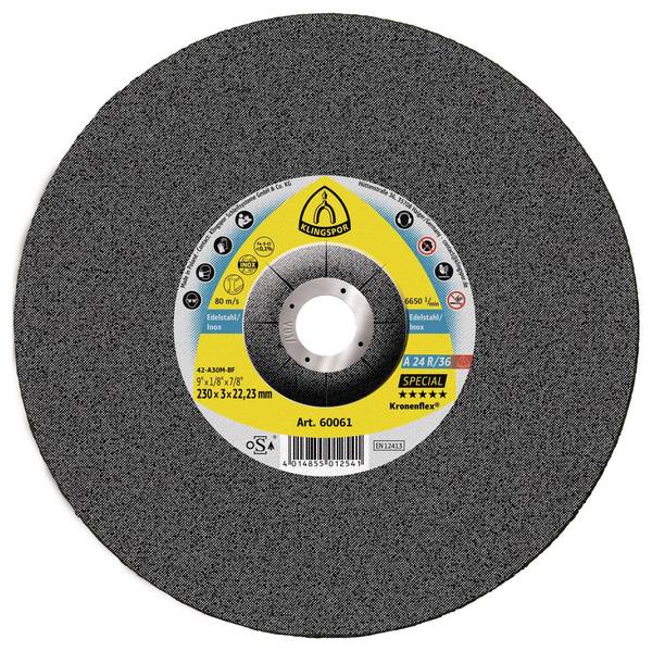 Klingspor A 24 R/36 Special 60061 Disque à tronçonner à moyeu déporté 230 mm 25 pc(s) acier inoxydable