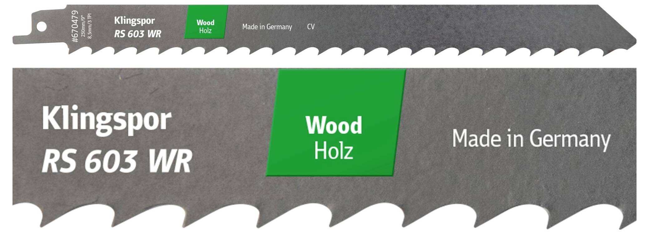 'Lame de scie pour coupe du bois, étiquetée Klingspor RS 603 WR, Wood Holz, Fabriqué en Allemagne.'