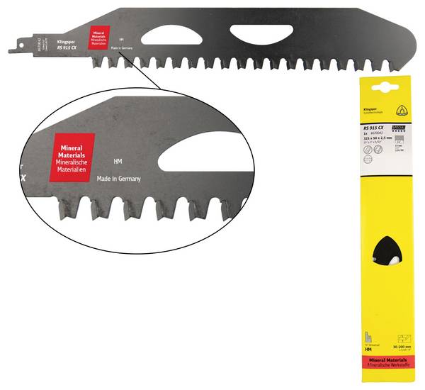 Klingspor 670319 RS 915 CX lames de scie sabre, 460 x 50 x 2,5 mm longueur utile 388métal dur, forme spéciale , 1,95 dents par pouce, SB-emballé dans un carton Longueur lame de scie 388 mm 1 pc(s)
